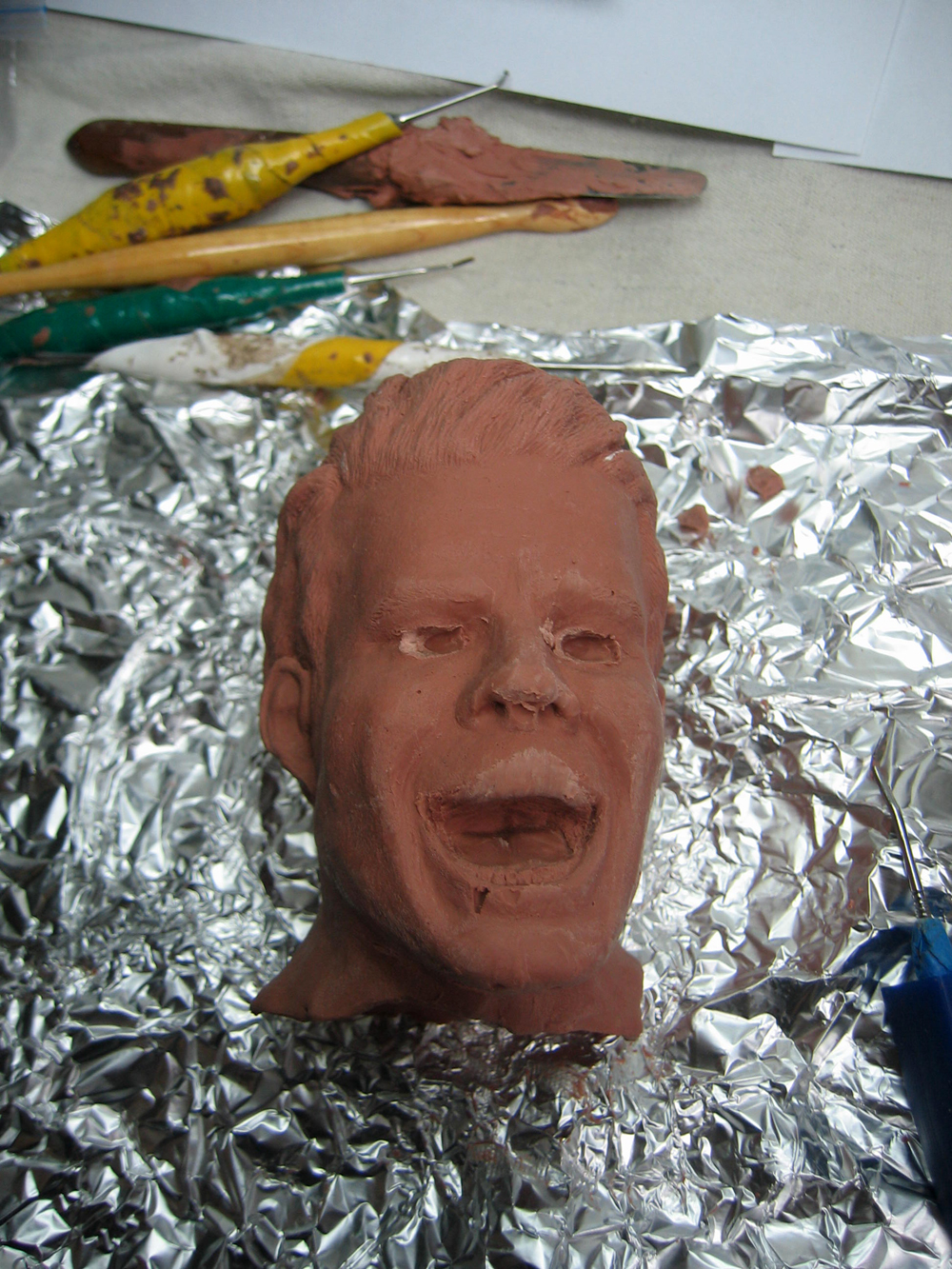 Count Dracula Sculpture; Vampire Coffin Count Dracula head sculpt