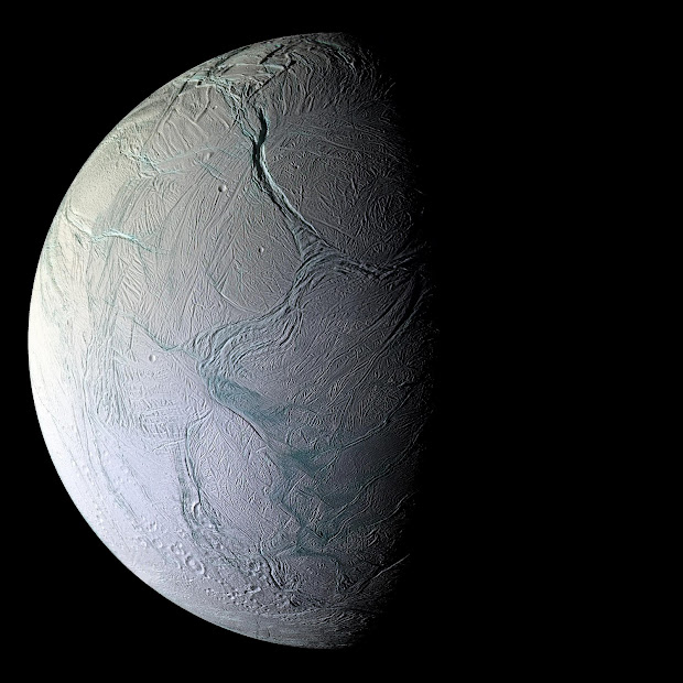 A stunning image of Enceladus by NASA's Cassini spacecraft