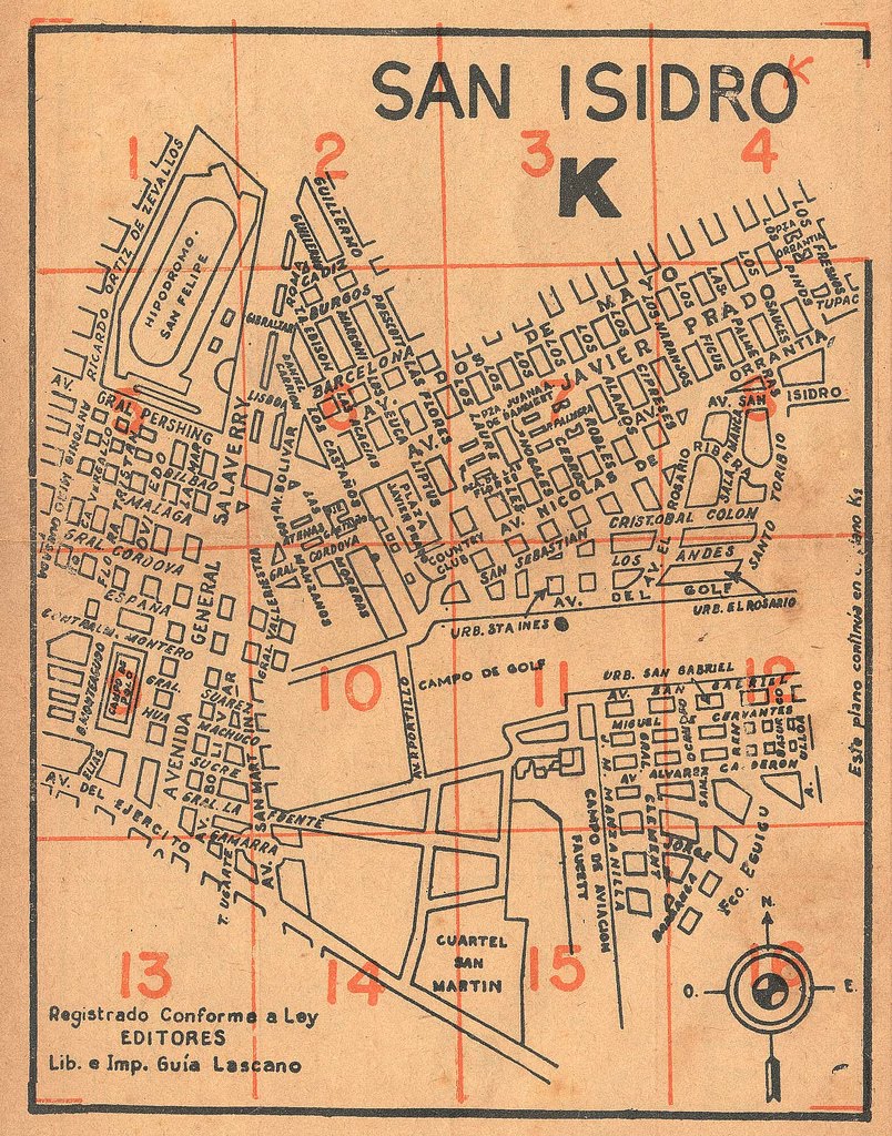 Planos de calles de 1939 de Lima y Callao en el Perú Distrito de San
