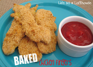 Crispy homemade chicken fingers that are baked in the oven. Life-in-the-Lofthouse.com