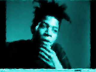 Artistic-photolytic image of Jean-Michel Basquiat by artist Paul Grant (follower of Basho)