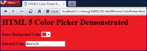 Inspired by Actual Events: HTML5 Color Picker