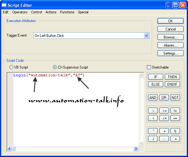 Applying Login and Logout Script In SCADA CXSupervisor Automation