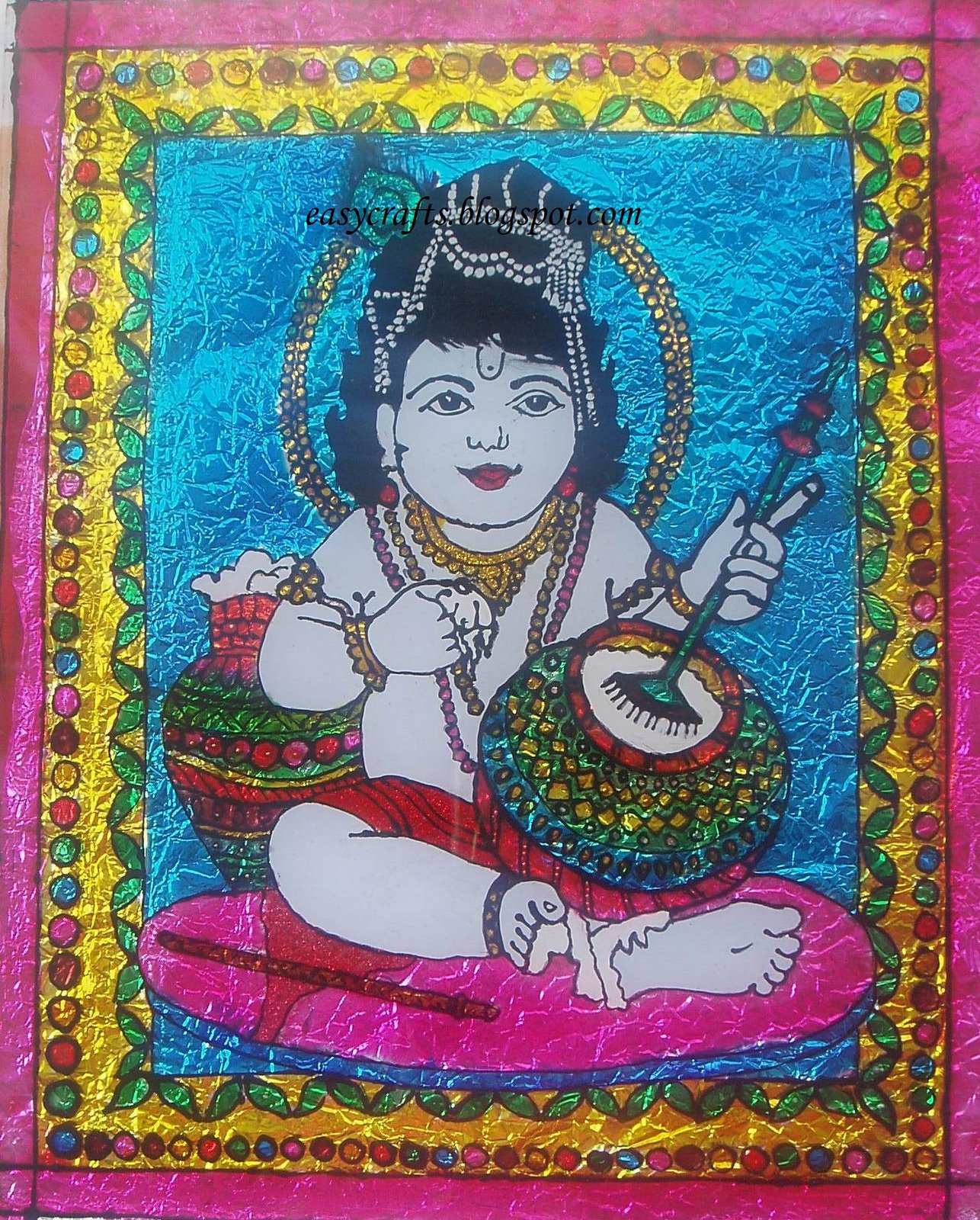 Easy Crafts Explore your creativity Glass PaintingKrishna