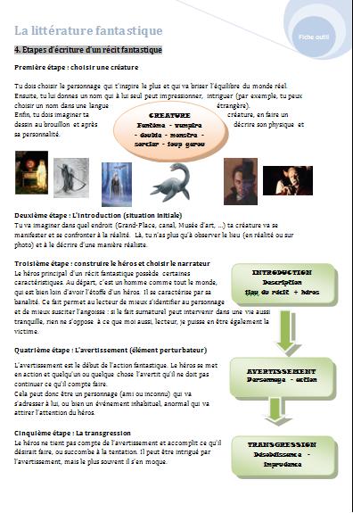 Fichesoutils du cours de français Le texte fantastique