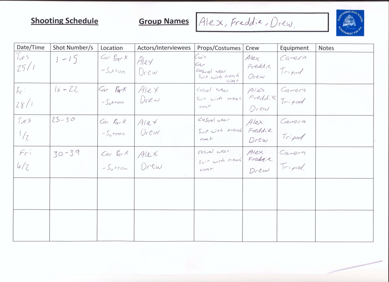 Drew Bowers Shooting Schedule drew-bowers-shooting-schedule