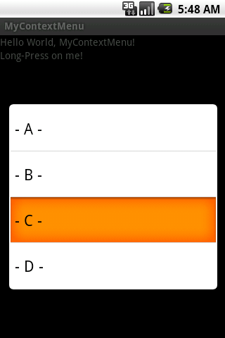 Android Coding: Context Menu