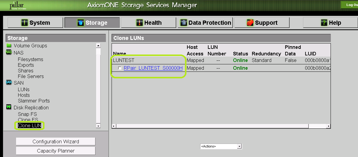 Blog du DS45 Pillar Storage Array LUN Replication