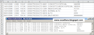 Tratamiento ficheros de texto con Excel.