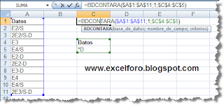 La función de Excel BDCONTARA.