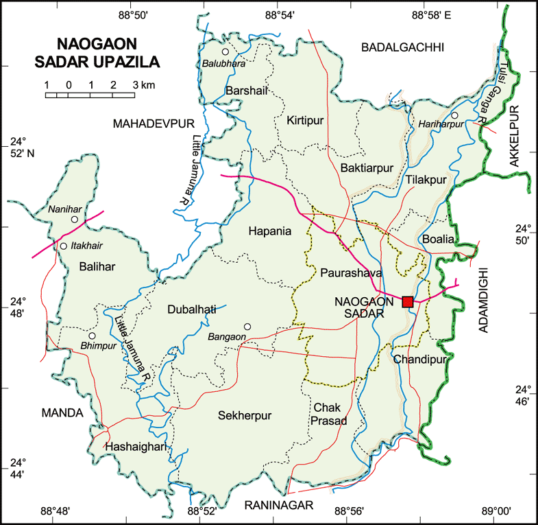 Map of Naogaon sadar upazila