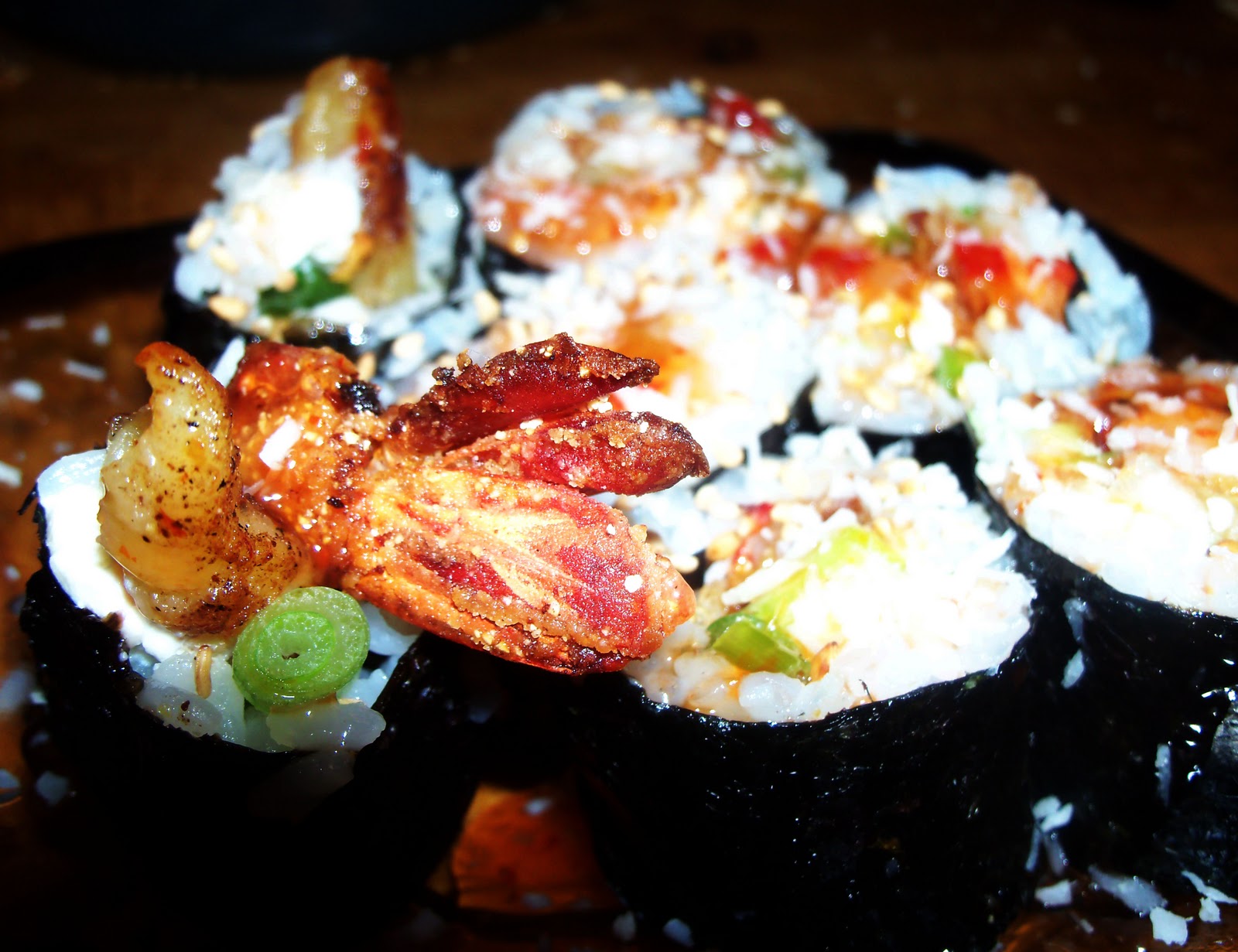 The Foodie Fixx Shrimp Tempura & Banana Roll with Coconut & a Sweet