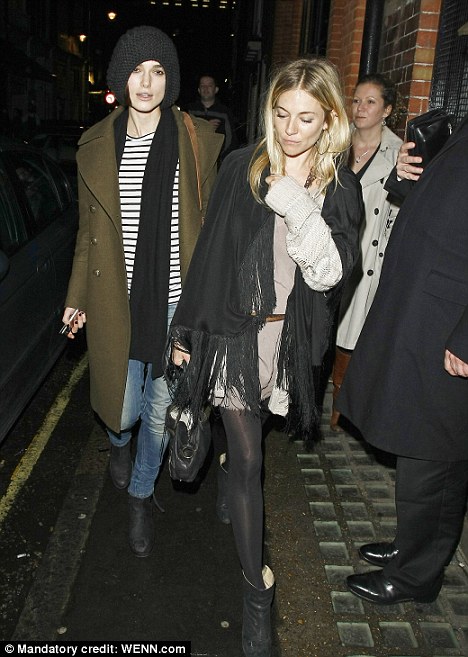 Girls' night out: Sienna Miller takes newly-single Keira Knightley out for 
