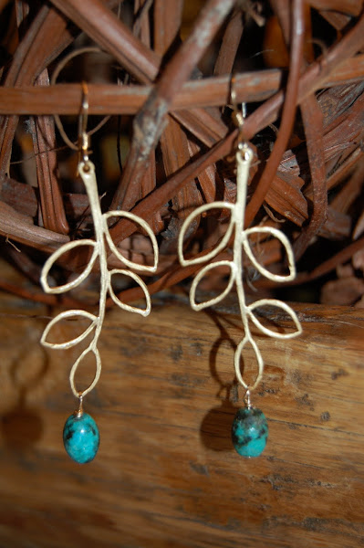Gold Branch Earrings with Turquoise $30
