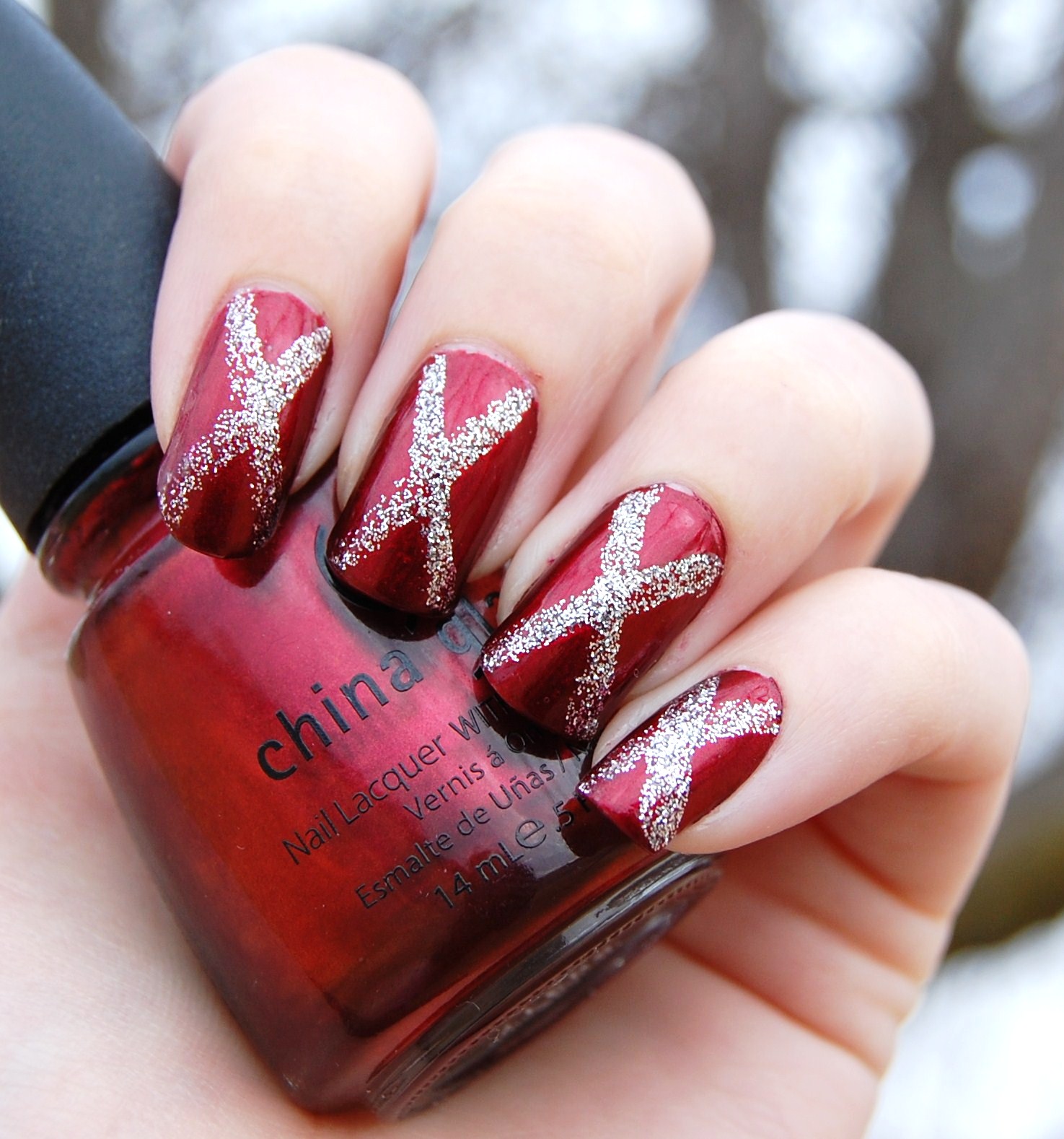 Lacquer Love: Happy Holidays! (Red and Silver Nail Art)