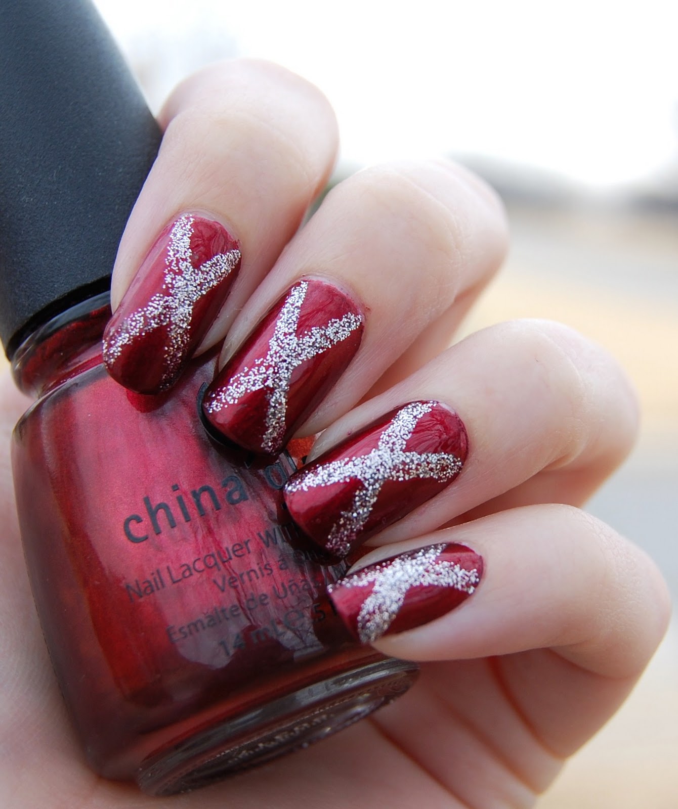 Lacquer Love: Happy Holidays! (Red and Silver Nail Art)