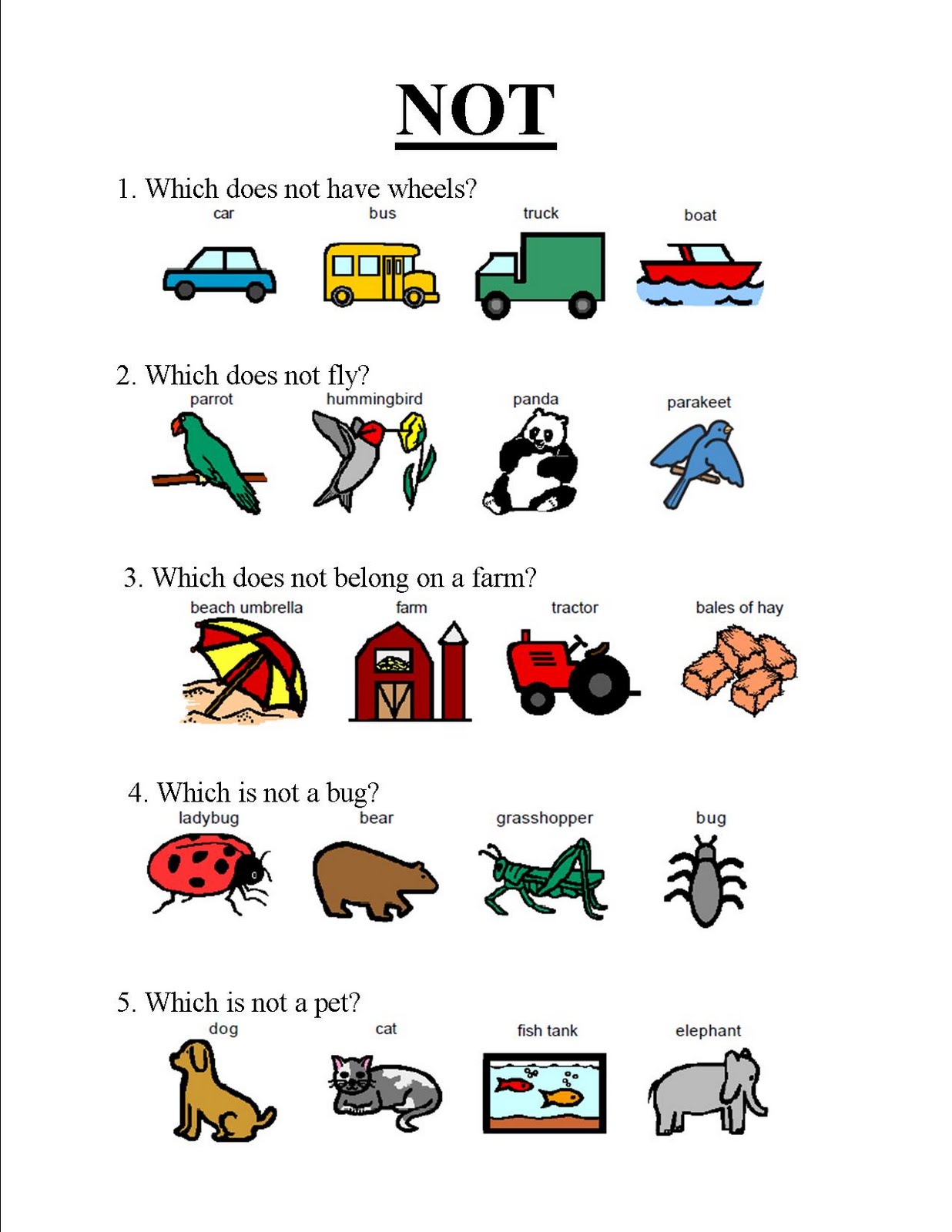 Free Printable Category Worksheets