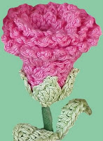 crochet pink rose stem yarn