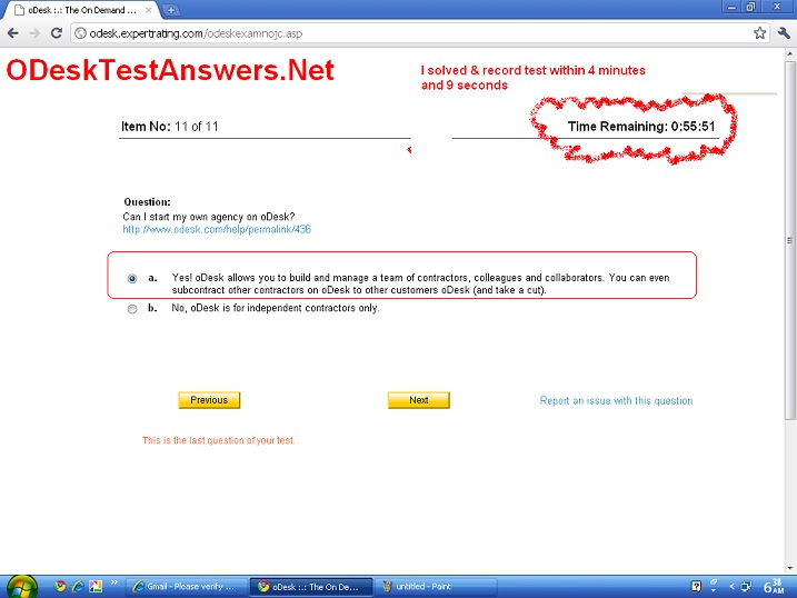 Odesk Test Answers