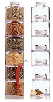 tower of stackable spice jars