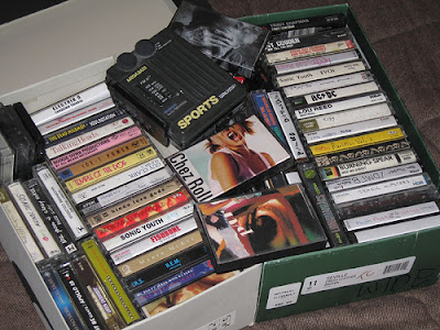 cassette tapes in shoeboxes