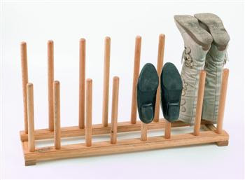 oak shoe and boot rack - poles to place shoes on
