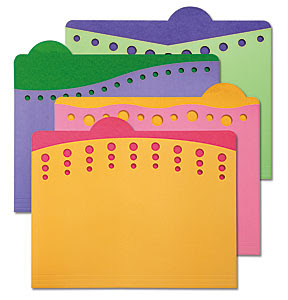 die cut file folders with dots, bright colors