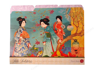 file folders with geishas