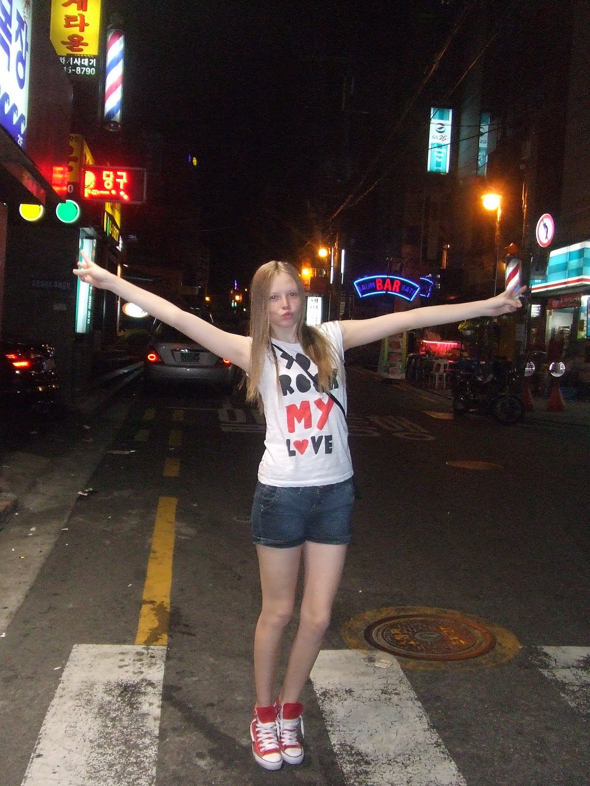MY ONLY FAN IS JESUS: model Daniela Witt from Seoul with the tshirt of 