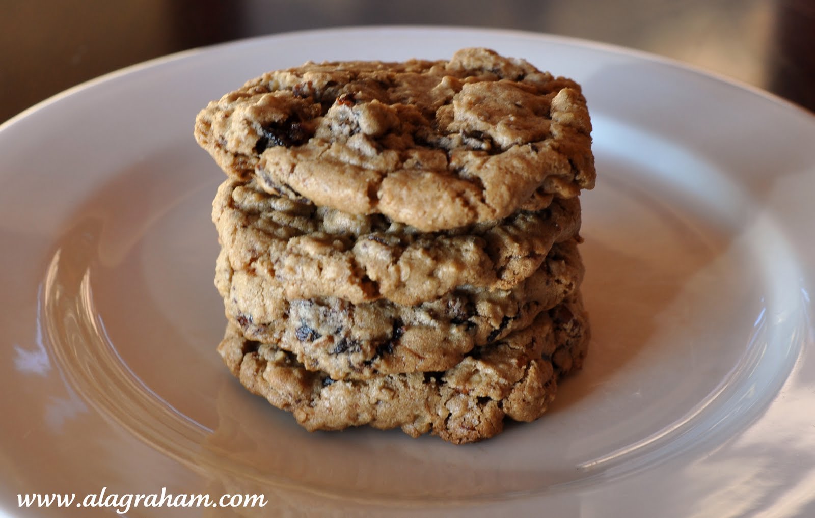 A LA GRAHAM CHOCOLATE CHUNK OATMEAL COOKIES WITH PECANS AND DRIED CHERRIES