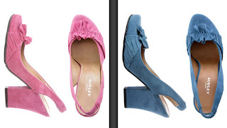 zapato rosa y azul