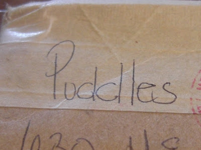 Picture of Puddle's name handwritten on the box - thank you so much for these gifts Puddles!!