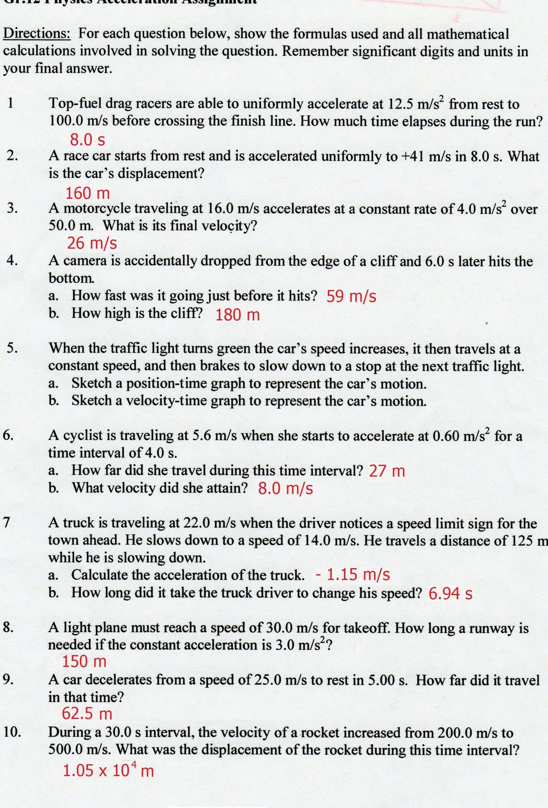 calculating speed worksheet answers Throughout Acceleration Practice Problems Worksheet