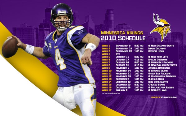 NFL Wallpaper Zone 2010 Minnesota Vikings Schedule Wallpaper Brett Favre