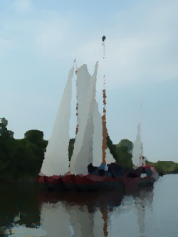 Zeilboot bij evenement Warten (Friesland)