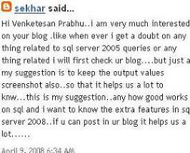 My First feedback on my blog