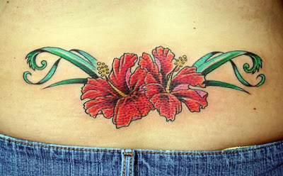 Hawaiian Flower Lower back Tattoo