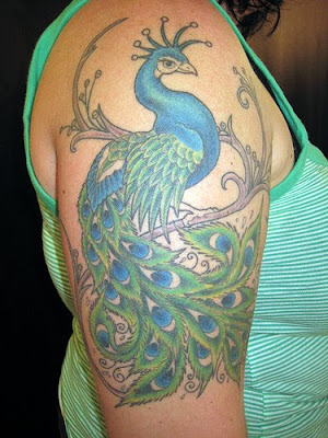 Peacock Tattoo Design on Girls Arm