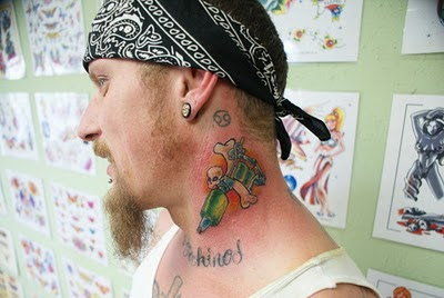 Tattoo Machine Design on Male Neck