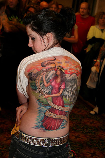 Tattooed Women Full Back Body Fairy Angel Tattoo Design