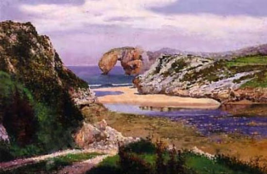 La playa de la Espriella, La playa de la Espriella, Juan Martínez Abades, Pintor español, Paisajes de Juan Martínez Abades, Pintor Martínez Abades, Pintores españoles, Pintores Asturianos, Martínez Abades