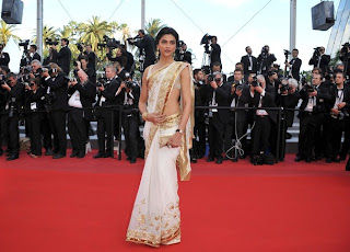 Indian Actress Deepika Padukone Saree Pictures from Cannes Festival