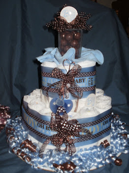 Blue/Brown Med size Diaper Cake