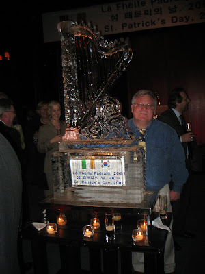 ice sculpture at St Patrick's Day reception