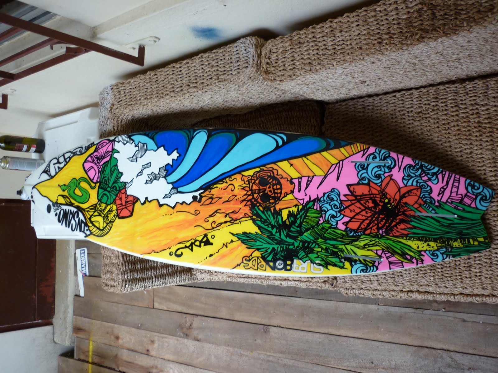 insano Custom painted surfboard for BOA.