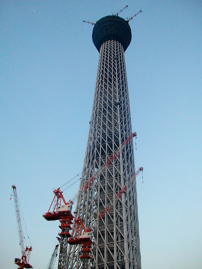 東武橋から見た建設中(398m)の東京スカイツリー