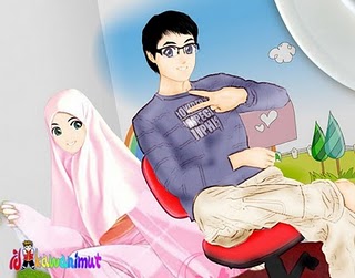 Gambar Kartun Pasangan Muslim Romantis Nusagates