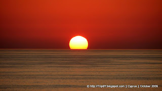 Закат, Средиземное море, красное солнце, Кипр