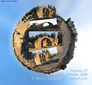 Като Пафос, Кипр, Панорамное фото Саранта Колонес, Kato Pafos, Saranta Colones stereographic panorama by TripBY