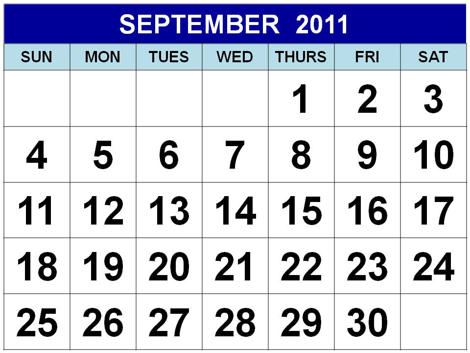 To download and print this Free Monthly Calendar 2011 September :